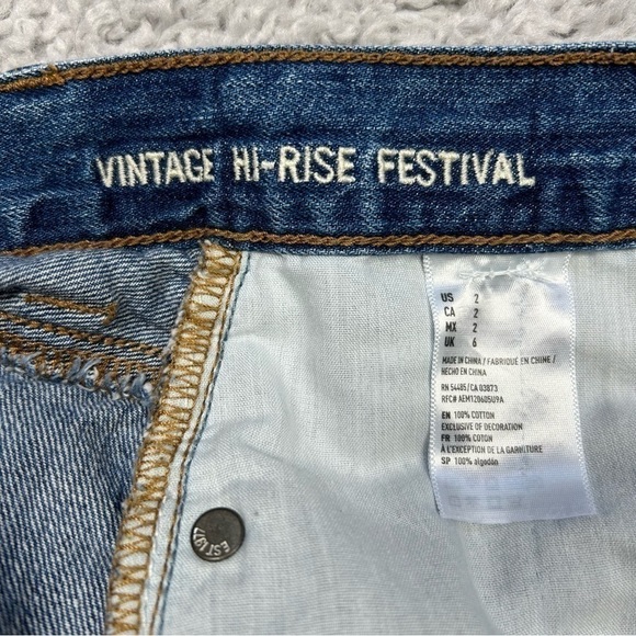 American Eagle Shorts Womens 2 Vintage Hi Rise Festival Button Fly Distressed - Picture 2 of 4